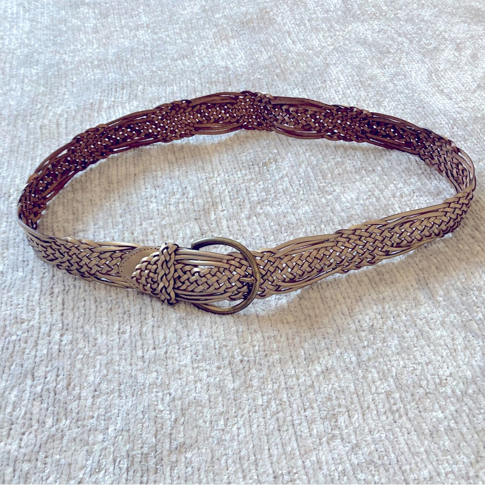 Boho Western Gold Braided Leather Belt XL White Stag Retro Classic Festival